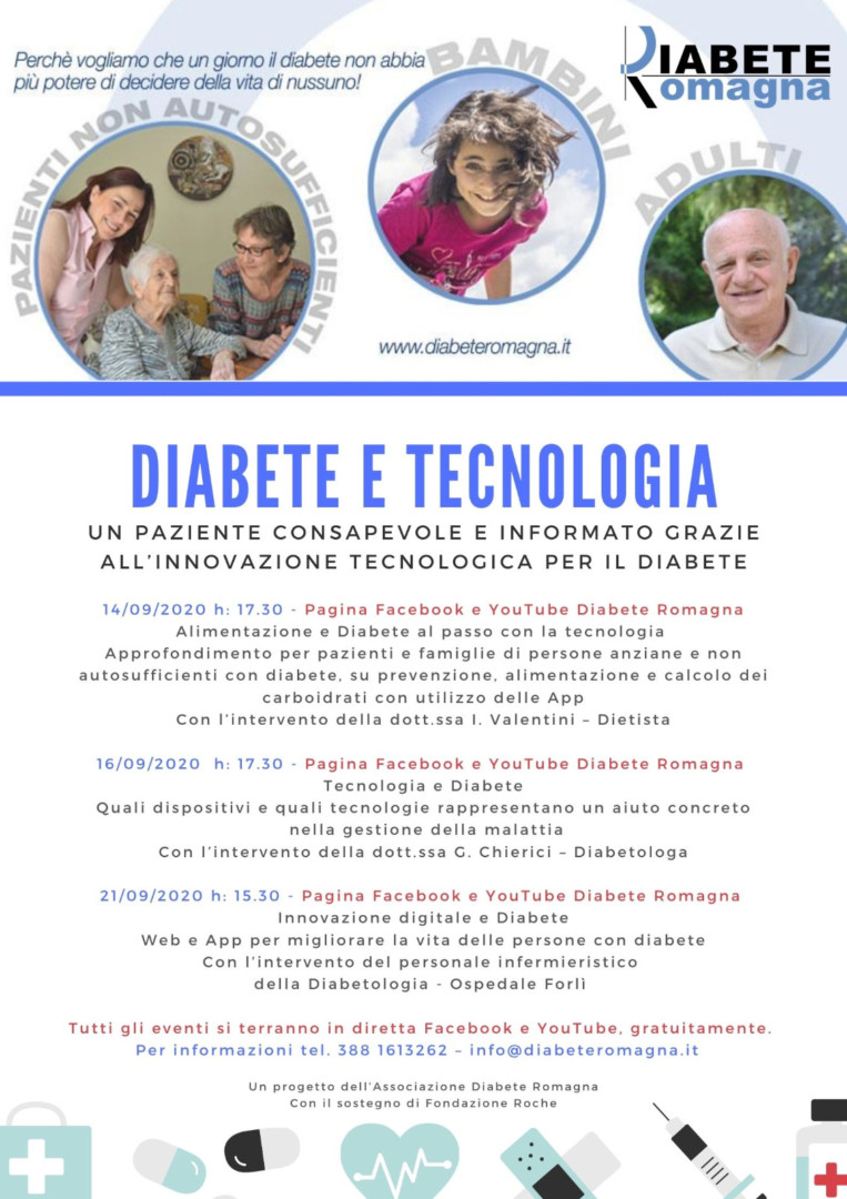 Diabete E Tecnologia, 14, 16 E 21 Settembre Un Ciclo Di Incontri In Diretta Streaming A Cura Di Diabete Romagna E Con Il Contributo Di Fondazione Roche