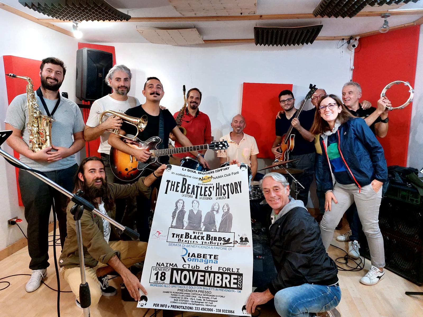 Venerdì 18 Novembre Al Naima Club Di Forlì Per Lo Spettacolo “The Beatles’ History” Con I Black Birds Beatles Tribute Per Sostenere I Progetti Di Diabete Romagna