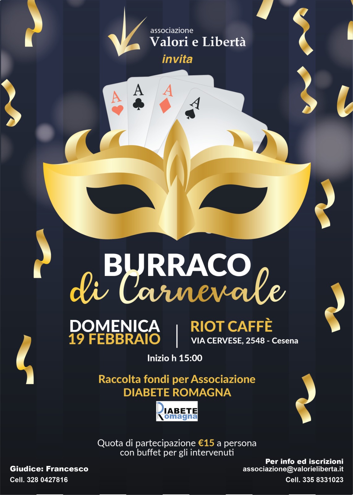 Burraco Di Carnevale – Domenica 19 Febbraio 2023 Ore 15.00 Al Riot Caffè In Via Cervese 2548, Cesena