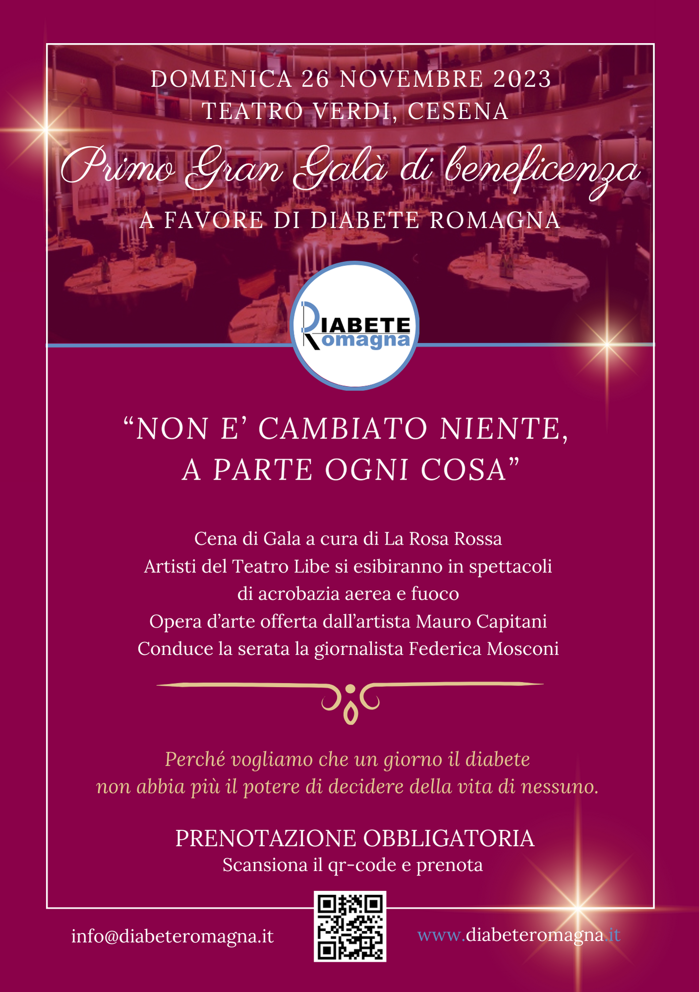 Domenica 26 Novembre Al Teatro Verdi Primo Gran Galà Di Diabete Romagna, “Non è Cambiato Niente, A Parte Ogni Cosa”