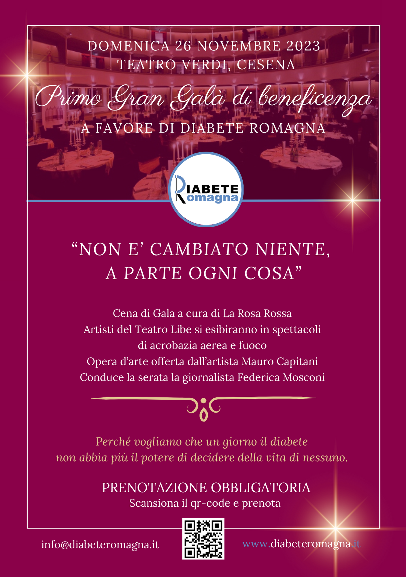 Primo Gran Galà Di Diabete Romagna “Non è Cambiato Niente, A Parte Ogni Cosa” – Domenica 26 Novembre 2023 Al Teatro Verdi Di Cesena